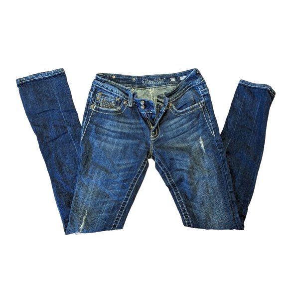 Miss Me Women's Dark Blue Straight Leg Medium Wash Jeans Size 29 - Picture 1 of 3